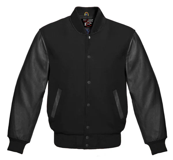 Stylish Retro Varsity Letterman Jacket with Bold Black Sleeves
