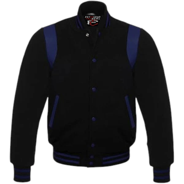 Retro Baseball Jacket – Wool Body & Leather Shoulder Inserts
