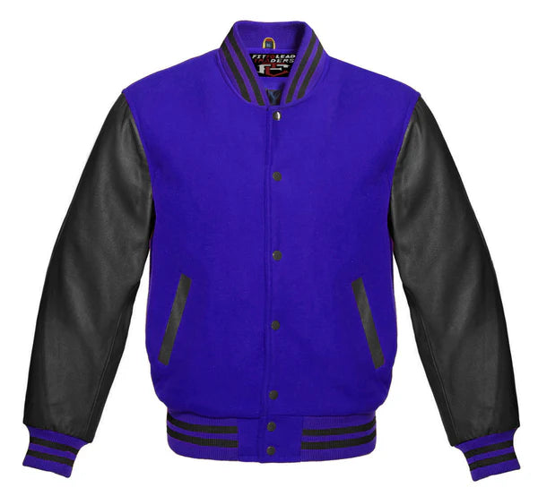 Stylish Retro Varsity Letterman Jacket with Bold Black Sleeves