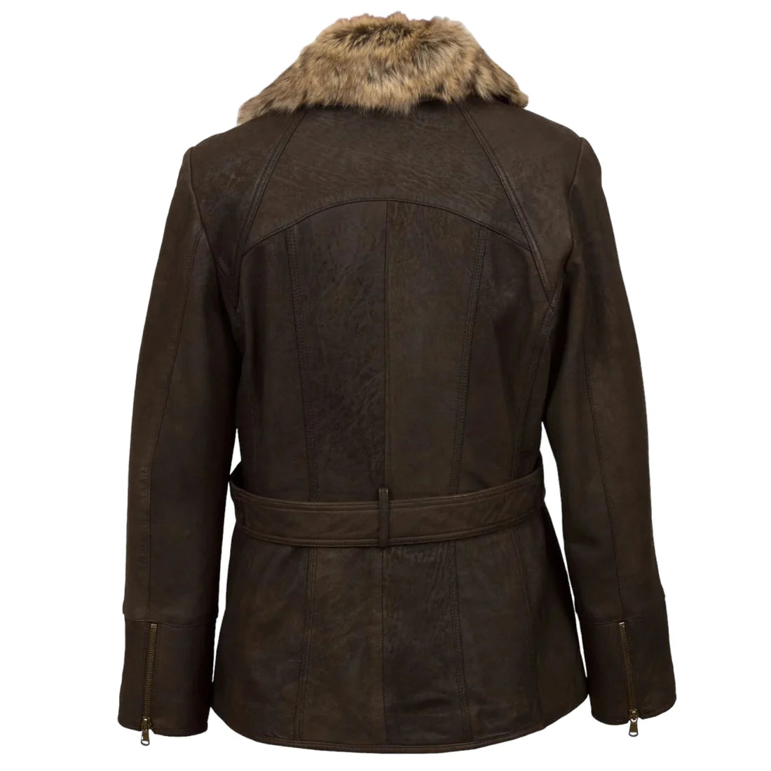 Women's Belted Leather Jacket - Classic Style