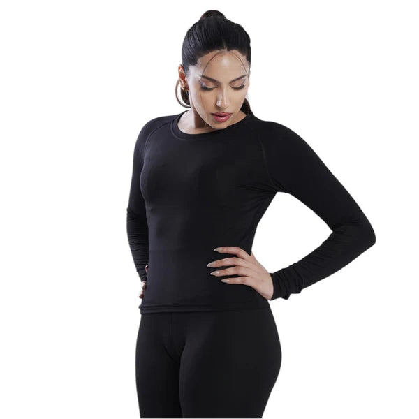High-Performance Black Long Sleeve Tee for Women