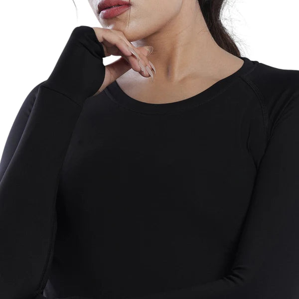 High-Performance Black Long Sleeve Tee for Women