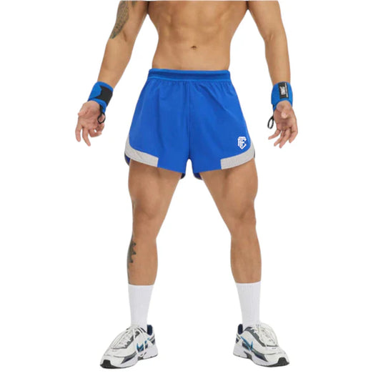 Men's Blue Athletic Shorts with Silver Trim
