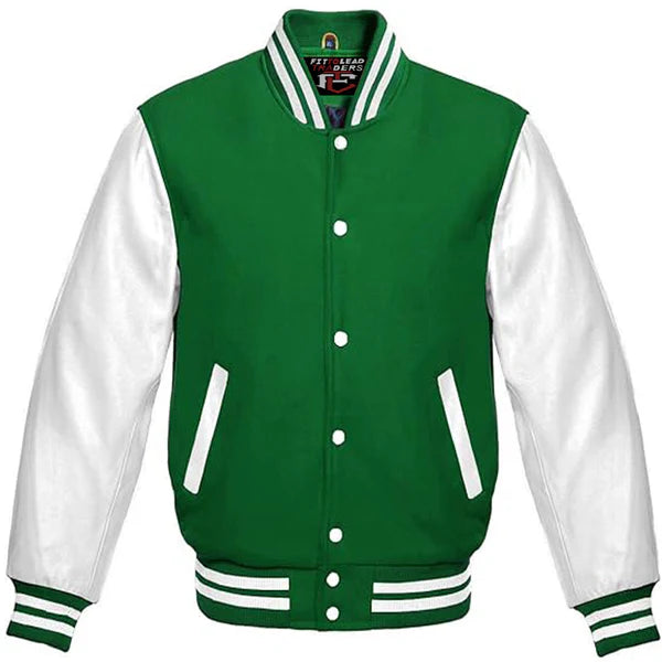 Varsity Lettermen Bomber Style All Wool & White Color Sleeves Jacket