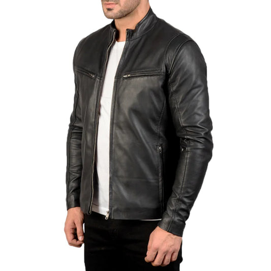 Men's Premium Ionic Black Leather Jacket – Stylish & Durable