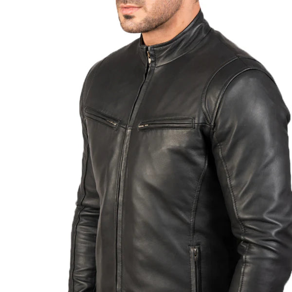 Men's Premium Ionic Black Leather Jacket – Stylish & Durable