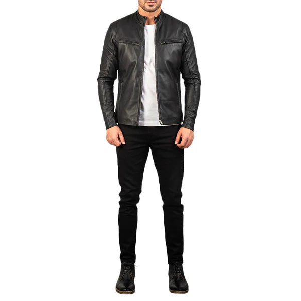Men's Premium Ionic Black Leather Jacket – Stylish & Durable