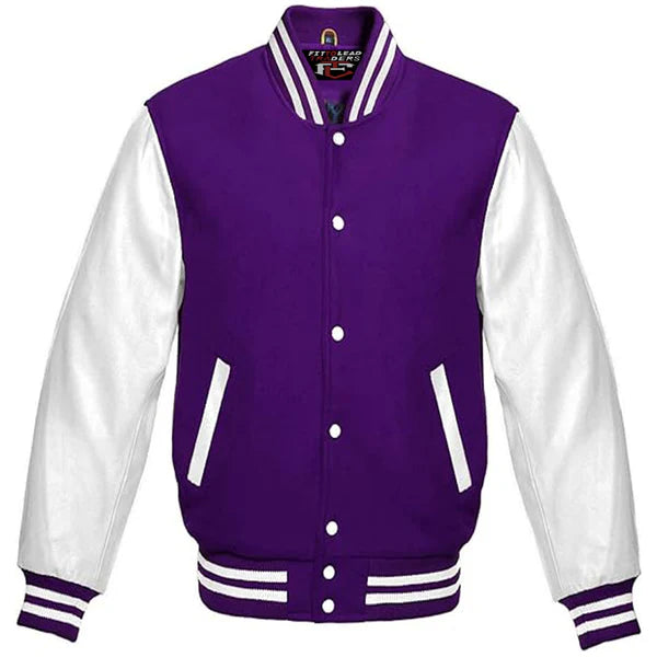 Varsity Lettermen Bomber Style All Wool & White Color Sleeves Jacket