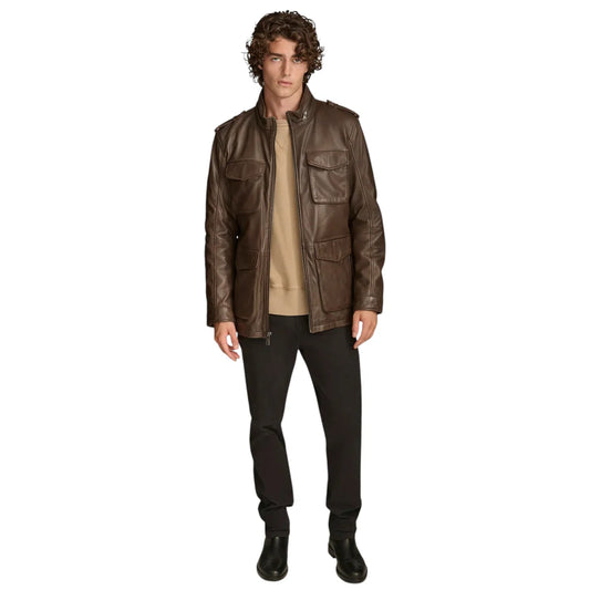 Stylish Men's Field Style Leather Jacket – Versatile and Tough