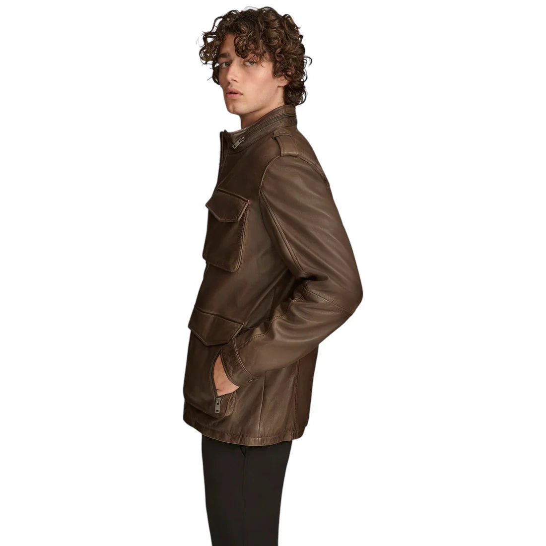Stylish Men's Field Style Leather Jacket – Versatile and Tough