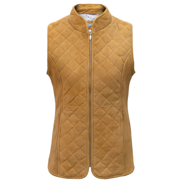 Elegant Women's Yellow Suede Vest