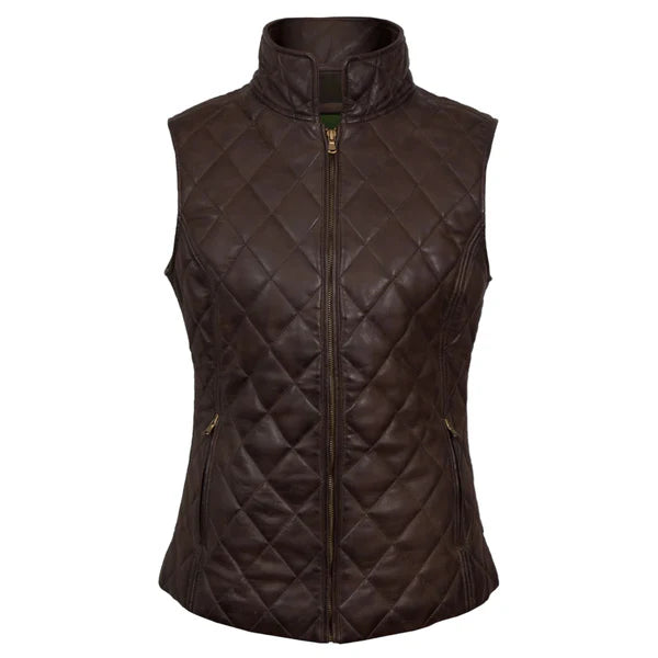 Women's Quilted Leather Vest