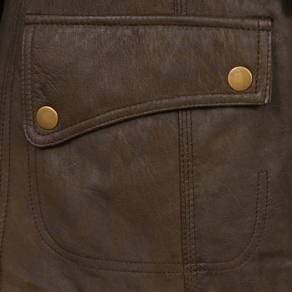 Women's Belted Leather Jacket - Classic Style