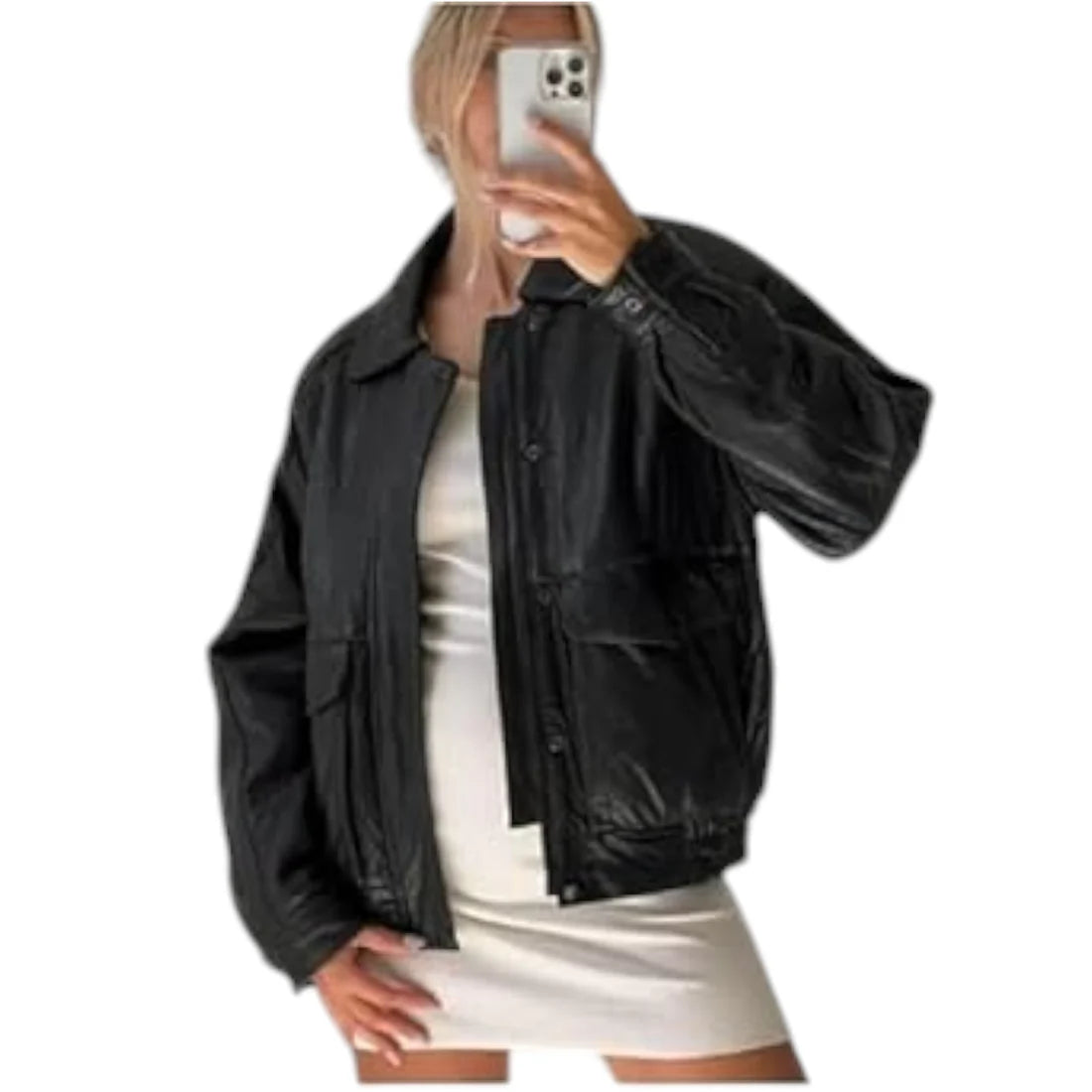 Women's Genuine Leather 90s Bomber Jacket