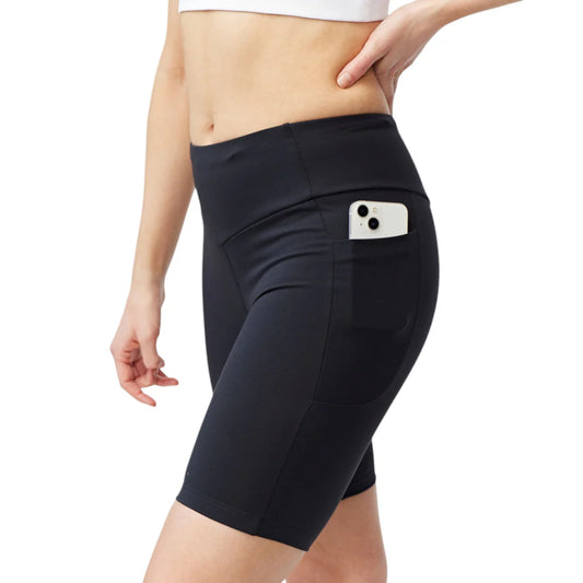 Women's Black High-Waist Bike Shorts - Stretchy and Comfortable Activewear
